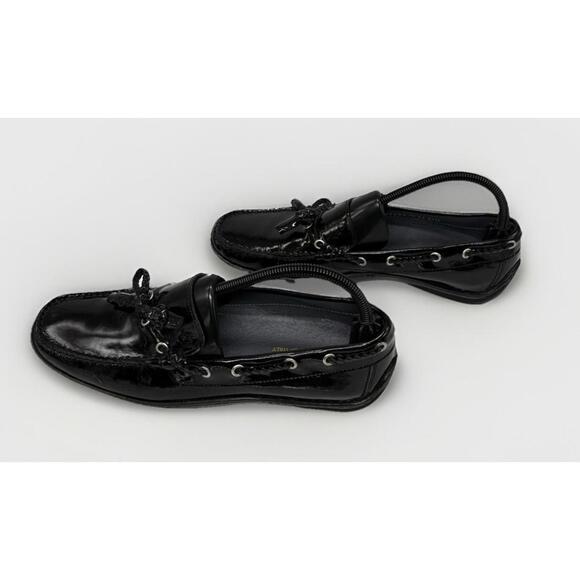 Donald Pliner Shoes Women 10 Ezara Tassel Loafer SlipOn Black Leather Italy Made - Picture 1 of 8